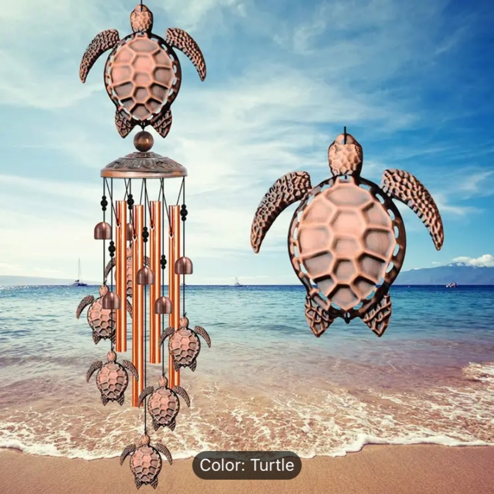1 Pc Vintage Metal Turtle Iron Wind Chime, Outdoor Music Decoration,  Beach